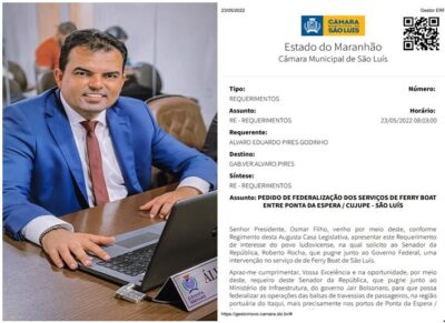 Vereador quer que Governo Federal assuma serviços do Ferry Boat