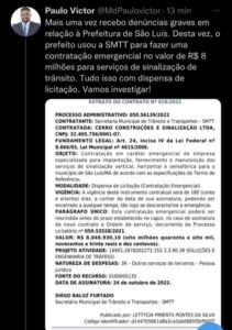 Imagem do dia: Vereador Paulo Victor faz nova denúncia contra gestão de Eduardo Braide em São Luís