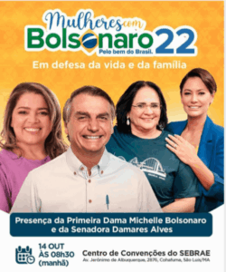 Michelle e Damares farão campanha para Bolsonaro no Maranhão