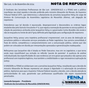 FENAJ e SINDJOR repudiam decisão do STF contra Jacqueline Heluy
