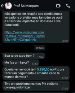 Bandidos clonam WhatsApp do vereador Sá Marques e pedem dinheiro