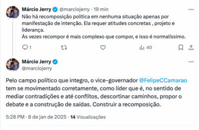 ‘Não há recomposição política apenas por manifestação de intenção’, diz Jerry após movimentos de Felipe Camarão