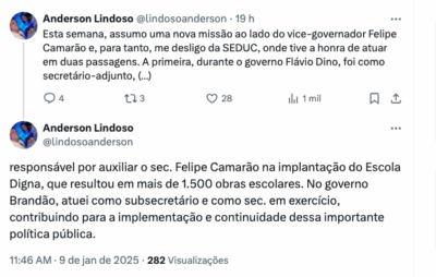 Fora da Seduc, Lindoso diz que assumirá ‘missão ao lado de Camarão’