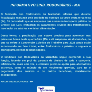 Sindicato dos Rodoviários cancela greve da categoria para quarta-feira