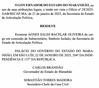 Brandão exonera esposa de Francisco Nagib