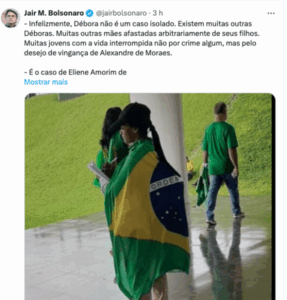 Bolsonaro repercute caso de maranhense presa por acompanhar 8/1