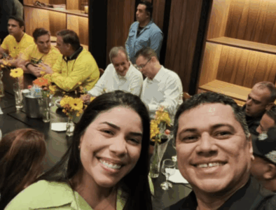 Fiúza do Bolsonaro participa de ato por anistia em São Paulo