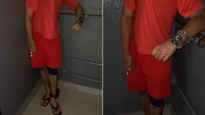 Folião com fantasia de presidiário e tornozeleira falsa, é preso em BH