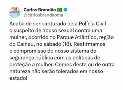 Governador anuncia captura de suspeito de abuso sexual no Calhau