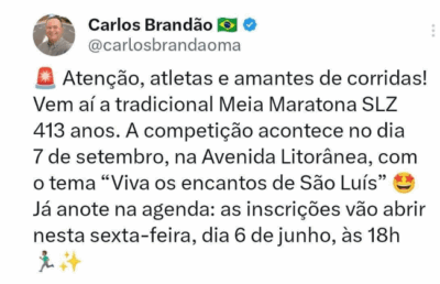 Meia Maratona SLZ 413 anos: inscrições para começam nesta sexta-feira (6)