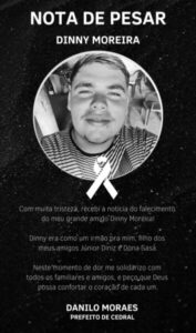 Prefeitura de Cedral decreta luto pela morte do jovem Dinny