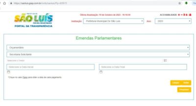 NOVIDADE! Prefeitura oculta dados da gestão e lança emendas de vereadores de São Luís