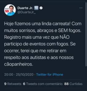 Duarte Júnior volta a descumprir promessa com autistas e animais e solta foguetes em evento na Cohama
