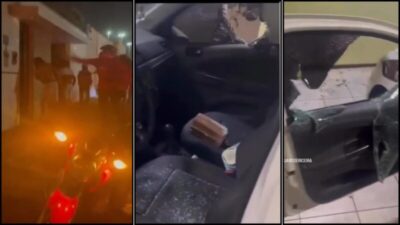 Vídeo mostra como ficou casa e carro de cliente após ataque de motoboys, no bairro do Calhau