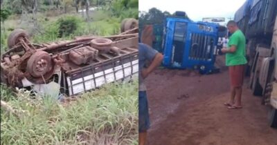 Carretas tombam e causam transtornos em rodovias estaduais