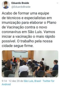 O trabalho começou! Braide forma equipe para plano de vacinação
