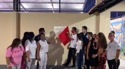 INAUGURADA QUADRA POLIESPORTIVA QUE HOMENAGEIA PROFESSORA ZULMIRA PEREIRA NO BAIRRO DA COHAB.