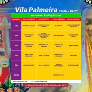 ARRAIAL DA VILA PALMEIRA COMEÇA HOJE (02/06).