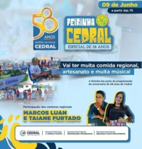PROGRAMAÇÃO DE ANIVERSÁRIO DE 58 ANOS DA CIDADE DE CEDRAL-MA