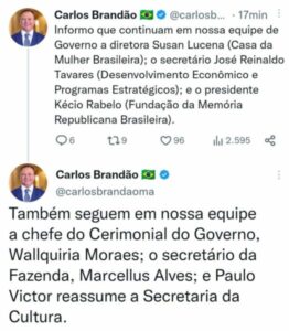 Brandão segue anunciando novas nomeações de seu secretariado