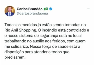 Governador Carlos Brandão coloca equipes à disposição de feridos pelo incêndio no Shopping Rio Anil