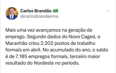 Maranhão fecha o mês de abril com alta nos empregos formais