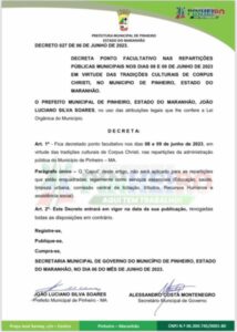 Prefeito Luciano institui ponto facultativo nos órgãos públicos municipais nos dias 08 e 09 de junho