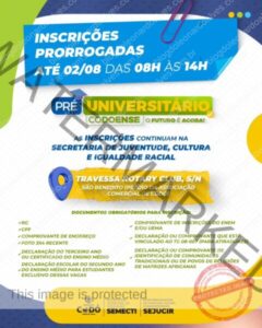 Inscrições prorrogadas para o Programa Pré-Universitário Codoense