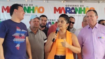 Prefeita de Pedreiras recepciona governador em entrega de obras