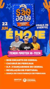 PREFEITURA DE CEDRAL ABRE ARRAIAL DA CIDADE, HOJE (22) NA PRAÇA DE EVENTOS