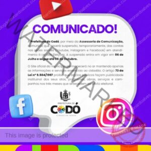 Prefeitura de Codó suspende contas nas redes sociais em conformidade com a Lei Eleitoral