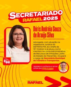 Rafael anuncia Dóris Schnneyder como Secretária de Trânsito e Transportes em Timon