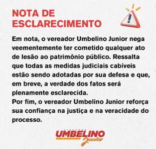 Em nota, Umbelino nega que tenha cometido crime