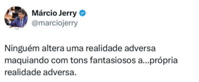 Jerry após pesquisa de aprovação de Brandão: “maquiando com tons fantasiosos”