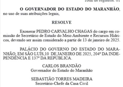 Pedro Chagas é exonerado do cargo de secretário do Meio Ambiente do MA