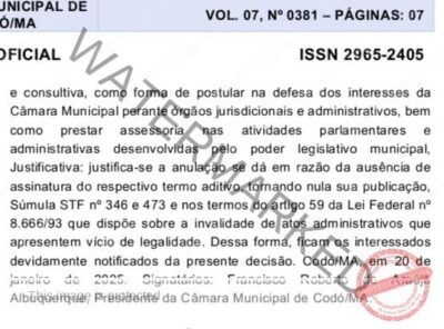 Após matéria do Blog do Leonardo Alves, Câmara de Codó anula contrato com escritório de advocacia do secretário de Educação