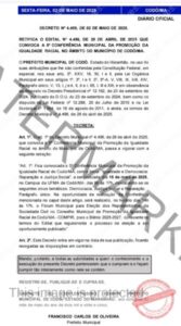 Prefeitura de Codó retifica Decreto de convocação para evento após matéria do Blog do Leonardo Alves
