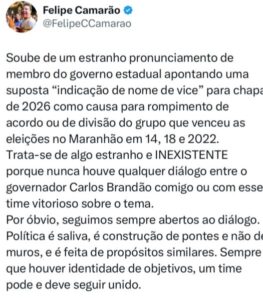 Camarão nega diálogo sobre vice com grupo brandonista