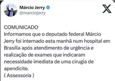Márcio Jerry é internado em hospital de urgência em Brasília