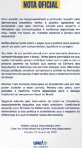 Pedro Lucas descarta comandar o Ministério das Comunicações