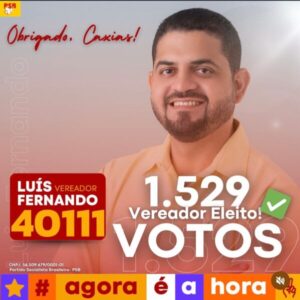 Luís Fernando agradece ao povo de Caxias pela votação expressiva que o elegeu vereador