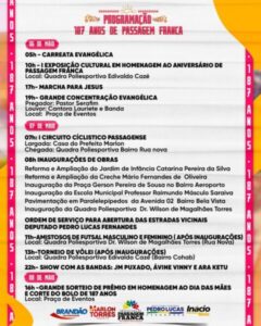 Passagem Franca: Começam hoje as festividades do aniversário de 187 anos da cidade