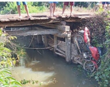 Motociclista morre ao cair de ponte na zona rural de Nina Rodrigues/MA