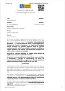 VEREADOR ÁLVARO PIRES APRESENTA PEDIDO DE CPI APÓS SECRETÁRIO DE BRAIDE DA SMTT FALTAR EM CONVOCAÇÃO NA CÂMARA MUNICIPAL DE SÃO LUÍS