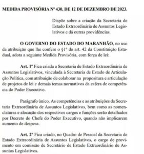 MAIS UMA, BRANDÃO CRIA SECRETARIA EXTRAORDINÁRIA DE ASSUNTOS LEGISLATIVOS