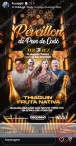 Deputado Francisco Nagib anuncia festa de réveillon com inauguração do novo trio FC e queima de fogos em Codó