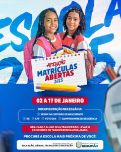 Prefeitura de Bequimão abre matrículas para o ano letivo de 2025 na Rede Municipal de Ensino