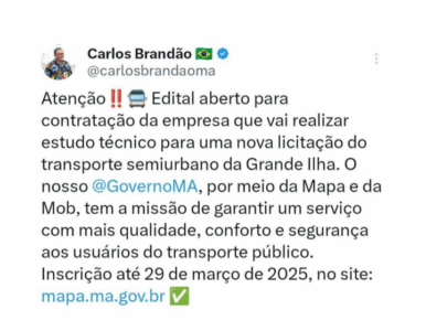 Brandão anuncia abertura de licitação para o transporte semiurbano da Grande São Luís