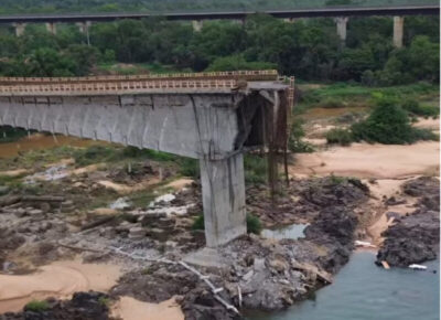 Buscas pelos corpos com uso de drone aquático vai continuar, apenas uso de mergulhadores foi suspenso após estrutura que sobrou da ponte ameaçar cair