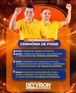 Deyvison do Posto convida para cerimônia de posse e divulga atrações para festa de comemoração